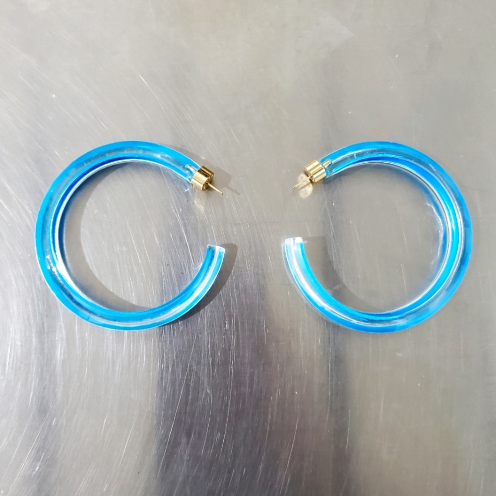 NEW Alison Lou Medium Jelly Hoops - Blue
